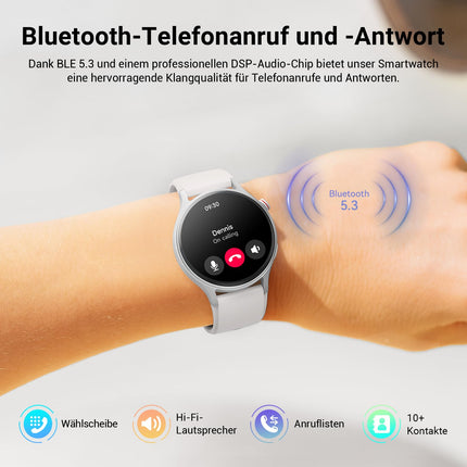 Meeste nutikell ümmargune telefonifunktsiooniga - 1,32-tolline AMOLED-ekraan, fitnesskell 110+ spordirežiimi ja 3ATM-iga, naiste ja meeste kellad iOS/Androidile, sammulugeja, pulsimõõtja/SpO2/unemonitoriga - hall