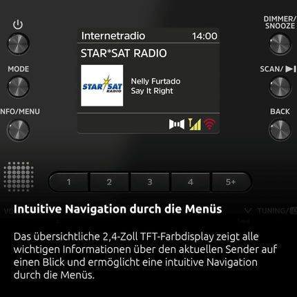 TechniSat DIGITRADIO 550 IR - Stereo internetiraadio (DAB+, FM, Wi-Fi, Bluetooth, rakenduse juhtimine, äratuskell), must