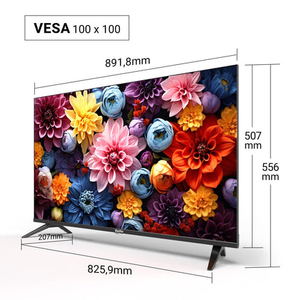 TuTu TUV40FQ1 nutiteler 40-tolline (100 cm) FHD-teler WiFi-ga, kolmekordse tuuneriga (DVB-T/T2, DVB-C, DVB-S/S2), App Store'i, Prime Video, Netflixi, YouTube'i, DAZN-i ja Disney+-iga