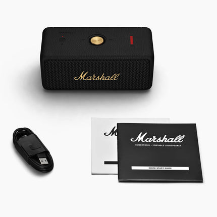 Marshall Emberton II Bluetooth Portable Speaker, Wireless, Water Resistant - Black and Brass