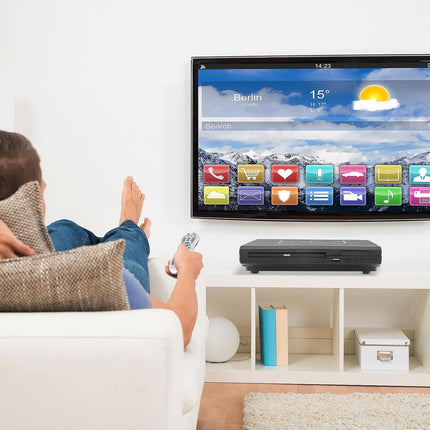 NCONCO DVD-mängija, DVD-mängija, VCD-mängija telerile AV-kaabliga, CD-mängija, USB multifunktsionaalne mängija kaugjuhtimispuldiga koduse stereosüsteemi jaoks