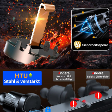 HTU 2025【Tõeline sõjaväeklass】 Täiustatud autotelefoni hoidik【36KG tugevaim iminapp ja metallist ventilatsioonikonks】 360° pööratav universaalne autohoidik iPhone 16 Pro Max 15 Samsung S25 jaoks, tume must