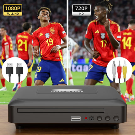 Mini HD DVD-mängija HDMI-ga, 1080P piirkonnavaba DVD-mängija nutitelerile, HDMI/RCA väljundkaabel kaasas, madalam müratase, sisseehitatud PAL/NTSC, CD-mängija koju