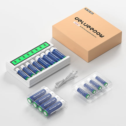 Delyeepow AA AAA NI-MH akulaadija 8AA+8AAA 3300mAh 1100mAh 8 elemendiga, laetavad 1.2V NiMH akusid, suure mahutavusega, 1200 tsüklit
