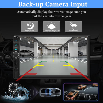 NHOPEEW 2 DIN autoraadio Carplay ja Android Autoga - 7-tolline HD puutetundliku ekraaniga autoraadio Bluetoothi ​​ja Mirror Linkiga - EQ/FM/SWC/AUX/USB + tahavaatekaamera