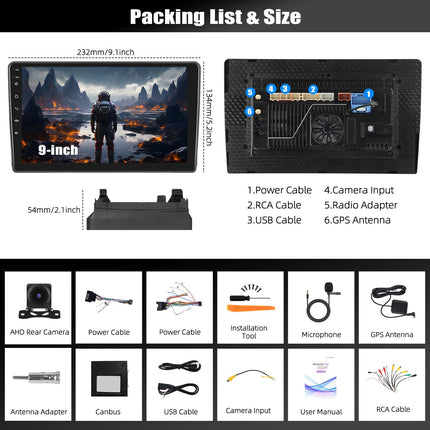 CAMECHO 8-tuumaline Android 15 Qualcomm 4+64G autostereo Ford Fiesta, Focus, Transit, Connect, Kuga, Mondeo jaoks koos tahavaatekaamera, 9-tollise juhtmevaba Carplay, DSP, Bluetooth-raadio ja Android Auto WiFi, FM/RDS, GPS-iga