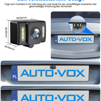 AUTO-VOX OEM Rear View Camera Car: 6 LED Super Night Vision IP69K Waterproof Rear View Camera Retrofit, Universal 1080P Rear View Cameras for Motorhome Car SUV Truck Van
