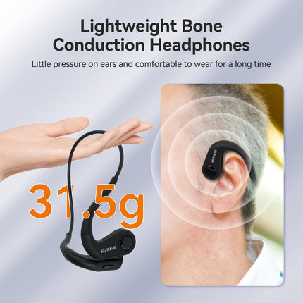 Retevis RB689/RB637 Walkie Talkie Bluetooth Bone Conduction Headset, IP56 Waterproof Bluetooth Wireless Headphones with Type-C Connector for Warehouse, Logistics, Contractors (Black, 2 Pack)