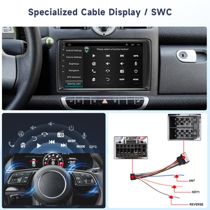 Hodozzy 2G 64G Android autoraadio Mercedes-Benz Smart Fortwo 2005-2010 Carplay Android Auto, 9-tolline puuteekraan navigatsiooniga WiFi Bluetooth HiFi FM RDS raadio ekraan 2 DIN Mercedesele, kaamera
