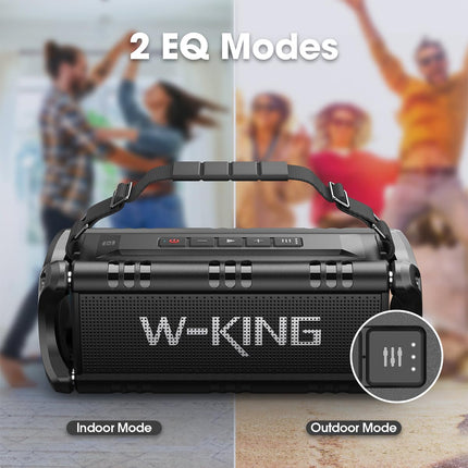 W-KING Bluetooth kõlar, 90W tippvõimsusega subwoofer, õuekõlar, IPX6 veekindel, kaasaskantav muusikakarp, sügav bass, Boombox, DSP, 40H aku, varupatarei, AUX, EQ, TF, telkimine, rand, aed