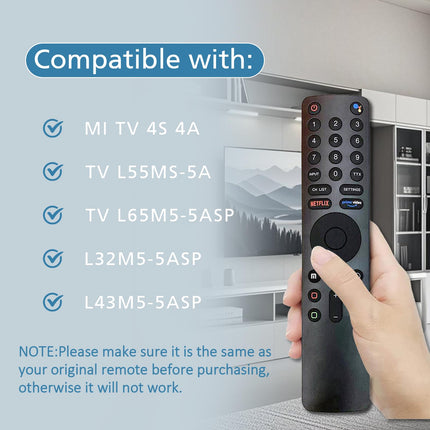 Bluetoothi ​​hääljuhtimispult Google Assistantiga XMI TV 4S 4A jaoks, XMRM-010 kaugjuhtimispult nutikale Android-telerile L55MS-5A/L65M5-5ASP