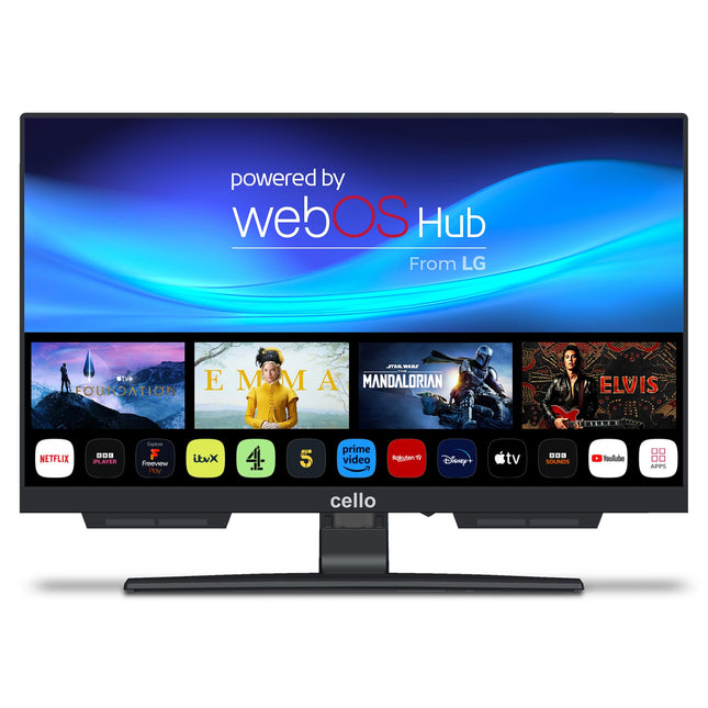 Cello C1924WSH 19" inch SMART frameless TV Triple Tuner (DVB-C/-S2/-T2) Bluetooth Ultrafast WebOS by LG Pitch Perfect Speaker Disney+ Netflix Prime [2024]