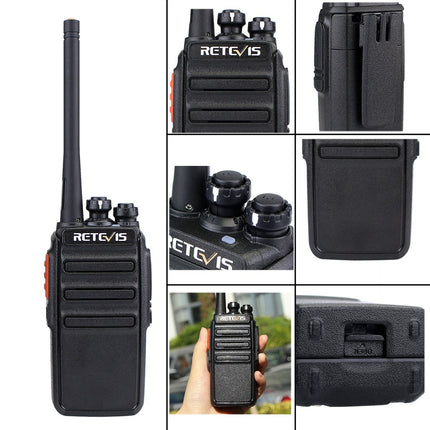 Retevis RT24 Plus kahesuunalised raadiod, professionaalne, PMR-raadiosaatja täiskasvanutele, laetav, 16 kanaliga VOX CTCSS ja DCS, peakomplektiga raadiosüsteemid, 6-osaline raadiosaatja komplekt koolile ja ettevõtetele (6 tk, must)