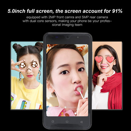 Elprico 8Pro mobiiltelefonid, 5-tolline kahe SIM-kaardiga nutitelefon ilma lepinguta, 2 GB muutmälu, 32 GB ROM, 2 MP + 5 MP kaamera, 2200 mAh, näotuvastusega telefon Androidile (roheline)