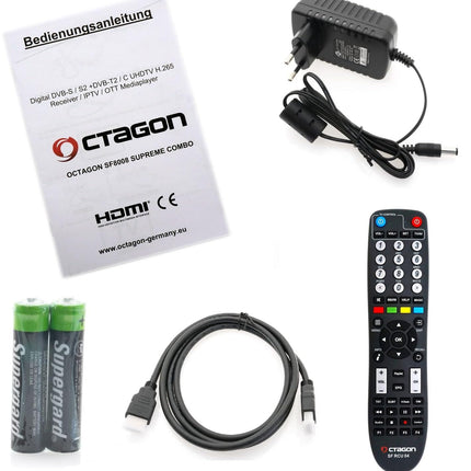 Octagon SF8008 UHD 4K Supreme Combo Receiver, Satellite, Cable &amp; DVB-T2 Receiver, E2 Linux &amp; Define OS, with PVR recording function, M.2 M Key, Gigabit LAN, Bluetooth, Card Reader, Sat to IP, WiFi WLAN