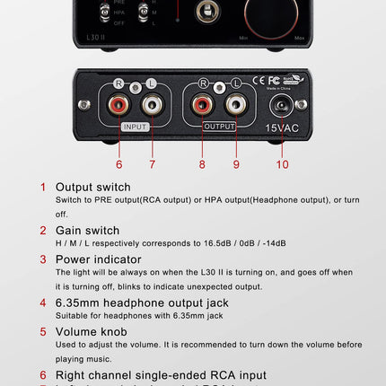 TOPPING L30II NFCA Linear Headphone Amplifier – 6.35 mm Jack 3.5 mm Adapter RCA Input and Output 37 Vpp High Output Voltage Mini HiFi Amp Audio Hi-Res Preamplifier Black