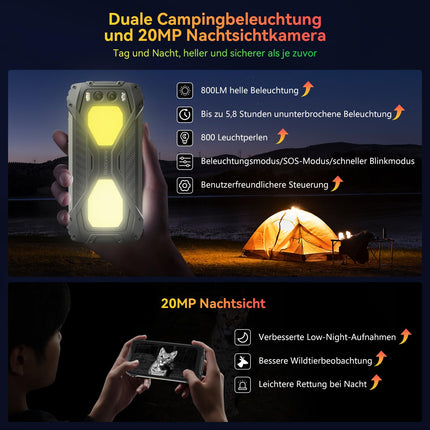 Blackview BV7300 õuenutitelefon Android 14, 15000mAh, 18GB+256GB(2TB), 6.67" 90Hz ekraan, 50MP+32MP õuenutitelefon ilma lepinguta, NFC/öönägemine 20MP/Corning Glass/GPS/kaks 800LM matkavalgustit