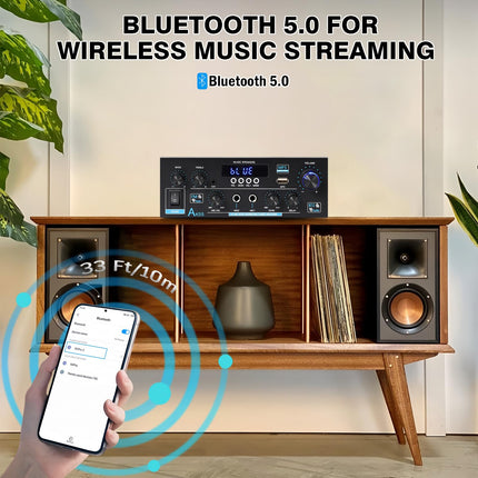 AK55 HiFi võimendi stereovõimendi Bluetooth 5.0 võimsusvõimendi 2 kanaliga võimendi 70W x 2 helivõimendi vastuvõtja digitaalne võimendi võimsusvõimendi USB, SD, RCA-ga koju või autosse