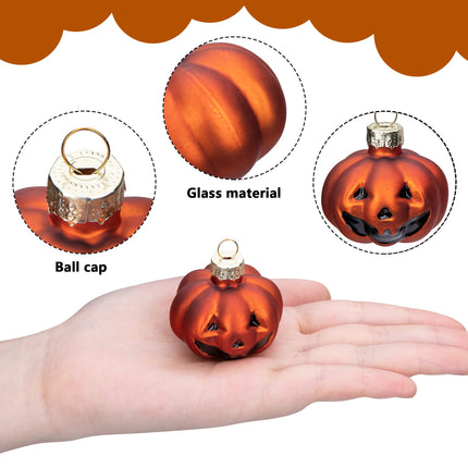 Watayo Halloween Glass Ornaments, Halloween Decorations, Glass Blown Ornaments with Pumpkin, Ghost, Skull, Witch Hat for Halloween Party, Christmas Tree, Home Decoration, 12 Pieces