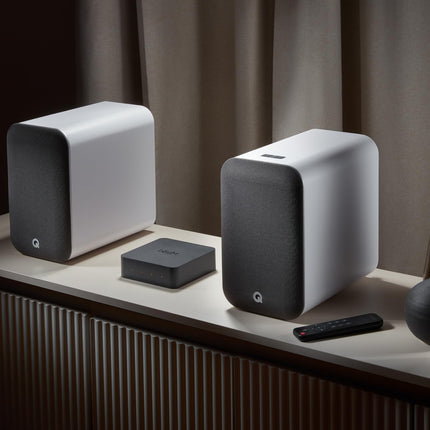 Q Acoustics M20 HD kõlar, juhtmevaba muusikasüsteem, riiulikõlarite paar, valge