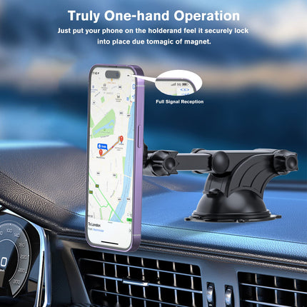OHLPRO for Magsafe Car Mount and iPhone 16 Pro Max/ 16 Pro/ 16, iPhone 15/14/13/12 Series, 360° Adjustable Dashboard Windshield Car Phone Holder with Charging Function
