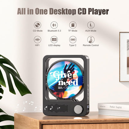 MECHEN CD-mängija Bluetooth, kaasaskantav Discman CD-mängija koju, kaugjuhtimispult, sisseehitatud kõlarid ja LED-ekraan, toetab TF-kaarti ja AUX-i, CD-R, CD-RW