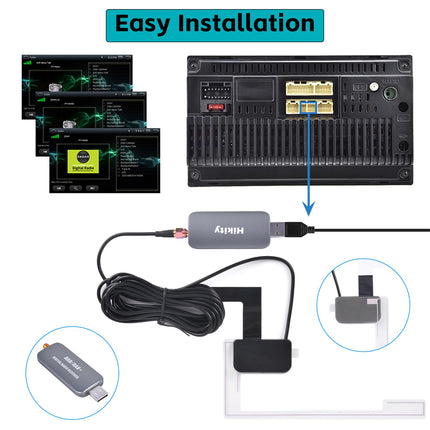 Hikity DAB/DAB+ autokomplekt digitaalse raadio antenni vastuvõtjaga, raadioboksi vastuvõtja antenniga, USB 2.0 adapter universaalsele Android-autoraadiole