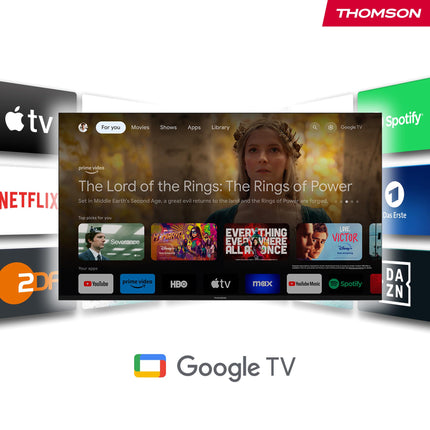 Thomson Streaming Box 270 Plus | Integrated speaker for voice control | Google TV | Netflix, Disney+ | 4K UHD | Streaming via Wi-Fi | Google Cast | 32GB storage
