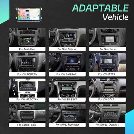 [4+64G 8-tuumaline] CAMECHO Android 13 autoraadio VW Golf 5 6 Polo Tiguan Caddy Skoda Passatile koos Carplay/Android Auto/Mirrorlinkiga, 9-tolline mahtuvuslik puuteekraan WiFi, GPS, FM, Bluetooth