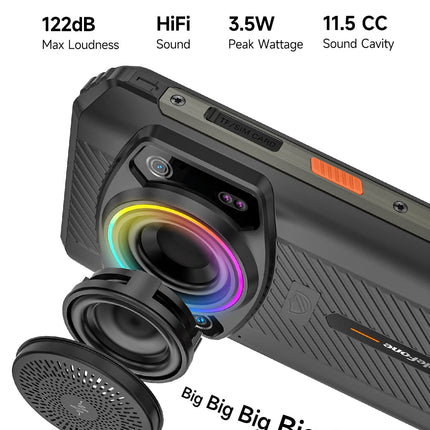 Ulefone ARMOR 21 Android 13 Outdoor Smartphone Unlocked, Infinite Halo, 122dB Loudest Speaker, 9600mAh Battery, 64MP+24MP, 16GB+256GB, 6.58" FHD+120Hz, IP68 IP69K Smartphone, 3 Card Slots, NFC