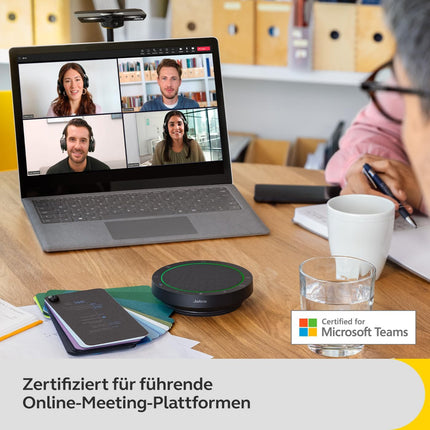 Jabra Speak2 55 Bluetooth hands-free solution, 4 noise-cancelling microphones, 50 mm wideband speaker, wideband audio, compact, portable - certified for MS Teams, dark grey