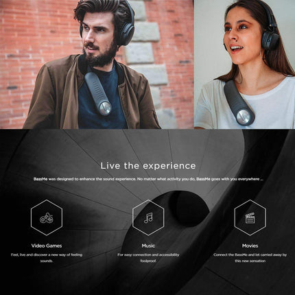 BassMe+ Classic Edition, body speaker, body bass (immersive sound experience lets you feel the music, grey