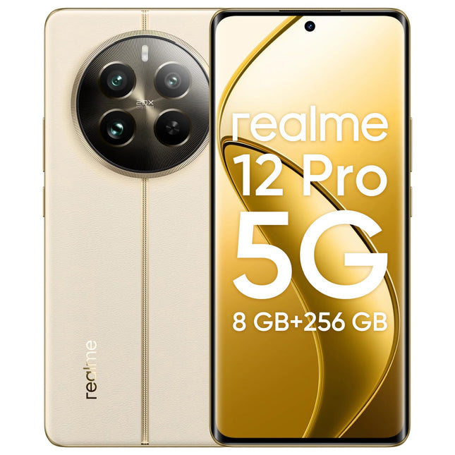 Realme 12 Pro 5G nutitelefon, 8+256GB, Sony portreekaamera 2X optilise suumiga, IMX882 OIS-kaamera, 6,7-tolline 120Hz kumer ekraan, 67W SUPERVOOC laadimine, 5000mAh massiivne aku, beež