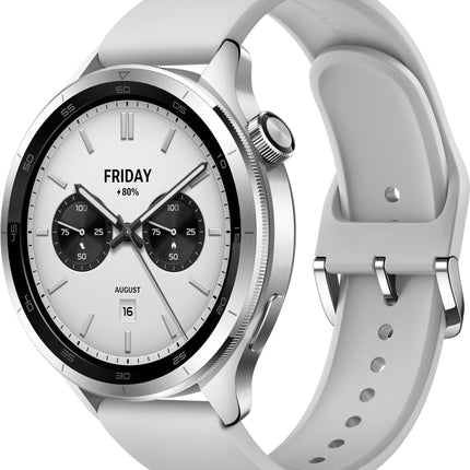Xiaomi Watch S4 Silver – 1.43" AMOLED, 2200 nits, 15-day battery, 5ATM water resistance, heart rate &amp; SPO₂ sensor, Bluetooth 5.3, aluminum case