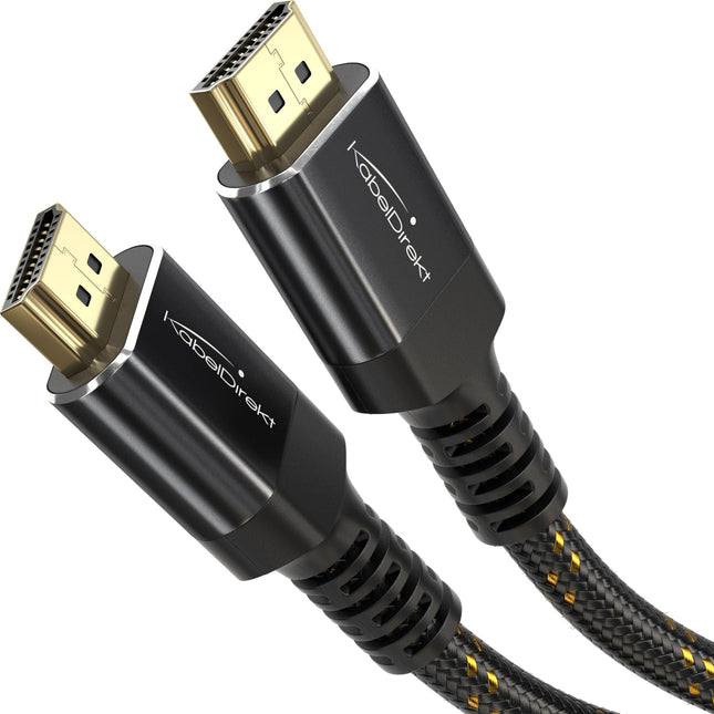 KabelDirekt – 8K/4K HDMI 2.1 kaabel – 5 m – purunemiskindlad metallpistikud ja punutud kest (8K@60Hz, ülikiire/48G, uusim standard, ideaalne PS5/Xboxi, monitori/teleri/projektori jaoks, must)