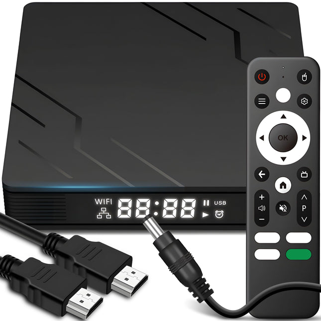 Retoo Android TV Box teleri puldiga, nutiteleri box 2,4 GHz neljatuumalise protsessoriga, meediapleier 4k ja Full HD eraldusvõimega, konverter (16 GB 2 GB RAM DDR3) Android 13 Bluetooth 5.0