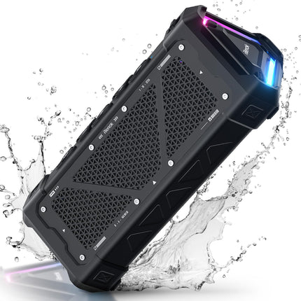 RIENOK S11 Bluetooth Speaker 30W Music Box with EQ Mode USB Audio IPX7 Bluetooth Box 24h Battery Portable Speaker with Light Bass for Phone Party Outdoor Beach Park Bike
