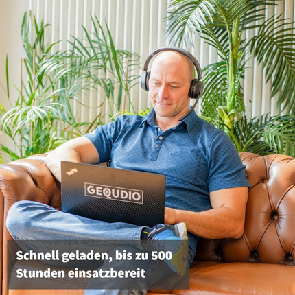 GEQUDIO GB-2 Bluetooth-peakomplekt mikrofoniga | Juhtmevabad kõrvaklapid | Passiivne mürasummutus | Ühenda 2 seadet samaaegselt (mobiiltelefon, arvuti, sülearvuti) | Juhtmevabad peakomplektid | 500 tundi ooterežiimis (ilma USB-adapterita)