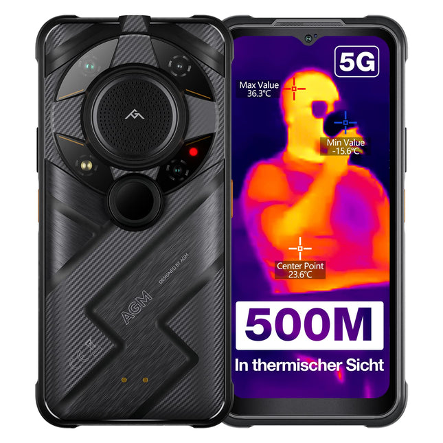 AGM G2 Guardian 5G välistingimustes kasutatav nutitelefon 500-meetrise termokaameraga, 12 GB muutmälu + 256 GB ROM-mälu, 256 x 192 autofookusega 10 mm objektiiv, Qualcomm QCM6490, 108 MP kaamera, 6,58" FHD+ 120 Hz