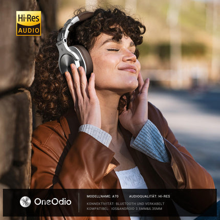 OneOdio Bluetooth kõrvaklapid, 72 tundi HiFi stereo juhtmevabad kõrvaklapid 6,35 mm ja 3,5 mm pistikuga stuudio DJ mobiiltelefoni PC AMP jaoks - hõbepruun