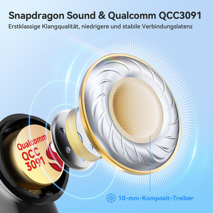EarFun Air Pro 4 Bluetooth-kõrvaklapid adaptiivse hübriidmüra summutusega, aptX Lossless tehnoloogia, kõrglahutusega heli, LDAC, 6 mikrofoni, cVc 8.0 tehisintellektiga kõned, 52-tunnine aku tööiga, Multipoint, Bluetooth 5.4 ja kõrvasisese tuvastus.