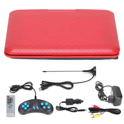 Portable DVD Player, 6.8-inch HD Screen DVD Player, Supports 270-Degree Swivel Mobile DVD Player, U Disk/SD/MMC Cassette, with Remote Control, for Car/Kids/Home (EU Red)