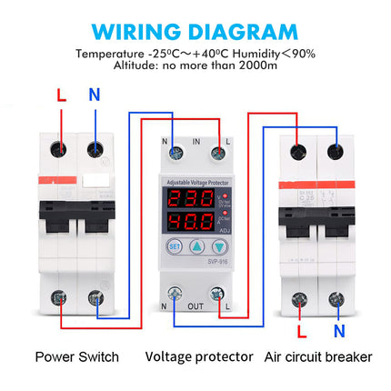 Jadeshay Power Protector, Intelligent Single-Phase Adjustable Overvoltage Undervoltage Current Protector 230VAC(63A)