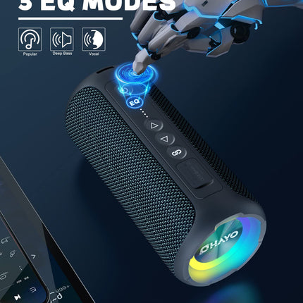 OHAYO Bluetooth Speaker 40W Portable Bluetooth Box with LED Light, Music Box with Enormous Bass, 360° Stereo Sound, IPX7 Water Resistant, 30H Battery, 3 Modes, Wireless Outdoor Speaker for iPhone
