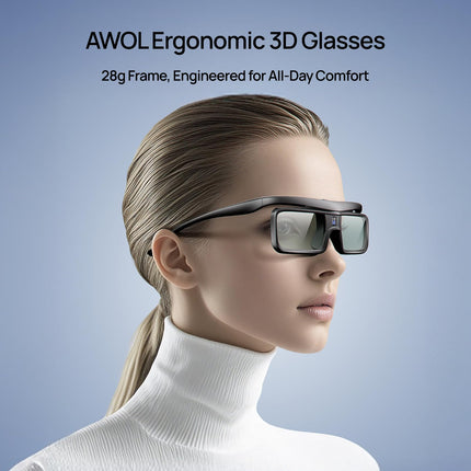 AWOL VISION DLP Link 3D-prillid, laetavad aktiivkatikuga prillid, ühilduvad AWOL VISION LTV-2500, LTV-3500, Vanish TV ja teiste DLP-Link 3D-projektoritega (2 tk komplektis)