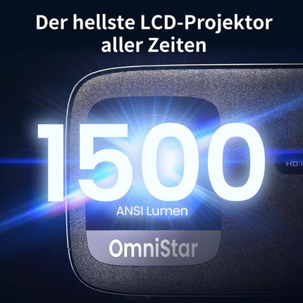 CASIRIS Omnistar projektor 1500 ANSI | Autofookus | 1080P Full HD 4K tugi | 16:9 5G WiFi Bluetooth videoprojektor teleripulgale, kodukinole, kontorisse, klubisse, õue