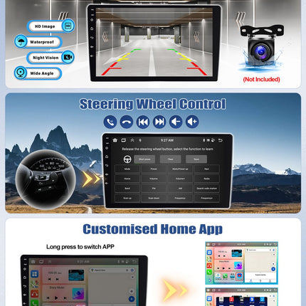 2G+64G 8-tuumaline CAMECHO Android 13 autoraadio Hyundai i10 (2007-2013) jaoks koos navigatsiooni, Carplay, Android Auto, 9-tollise ekraaniga kahe DIN-ga autoraadio Bluetoothi, RDS 32EQ DSP, Mirror Linkiga