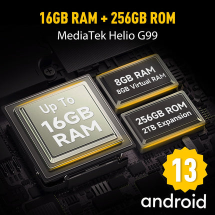 Ulefone Armor 21 õuenutitelefon 16+256GB/SD-2TB, 9600mAh õuemobiiltelefon kaheksatuumaline Helio G99, 122dB kõlar 6.58 FHD+ 120Hz, 64MP+24MP kaamera Android 13 IP68 NFC/OTG/GPS 4G kahe SIM-kaardiga must