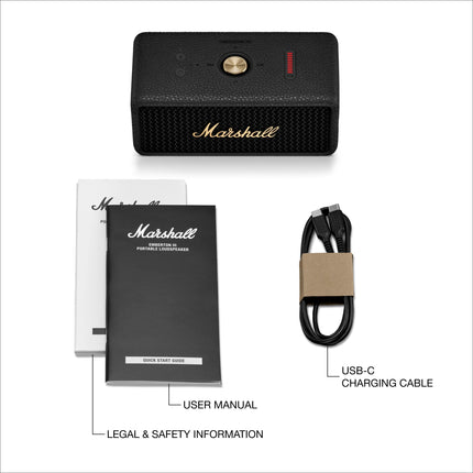 Marshall Emberton III Portable Bluetooth Speaker, Wireless, IP67 Dust and Water Resistant, Over 32 Hours Playtime - Black and Brass