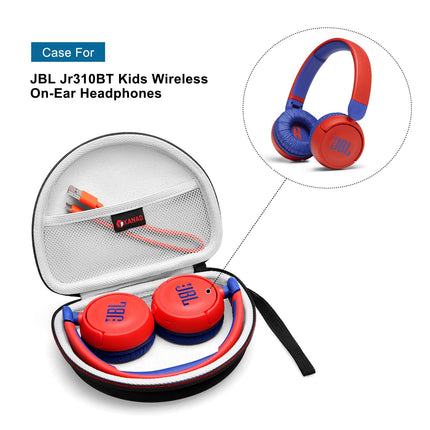 XANAD kõrvaklapiümbris JBL Jr310 BT punaste ja siniste kõrvapealsete laste juhtmevabade kokkupandavate Bluetooth-kõrvaklappide jaoks (must)